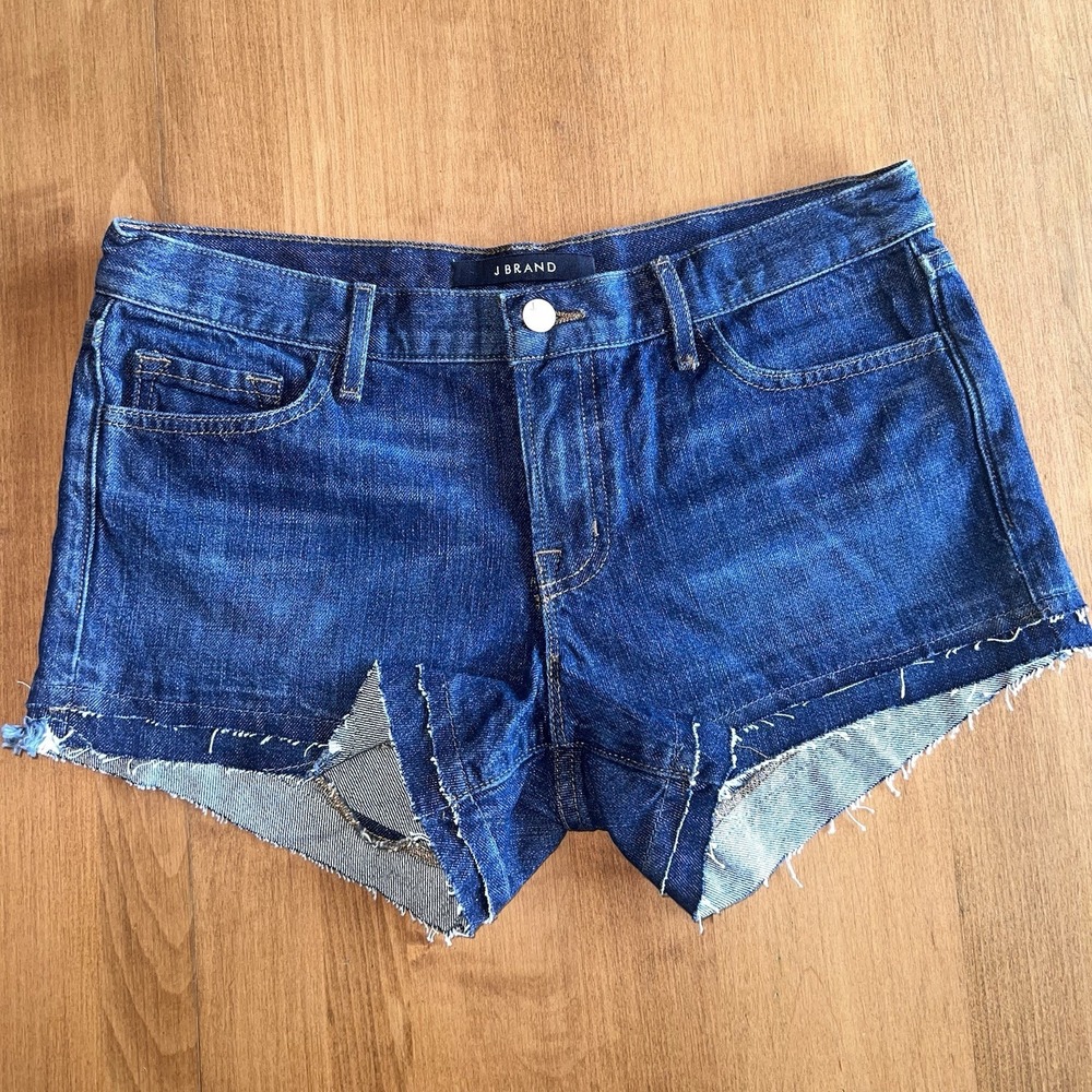 J Brand Jean Sachi‎ Shorts Distressed Design Frayed Hem Soft Dark Denim 26